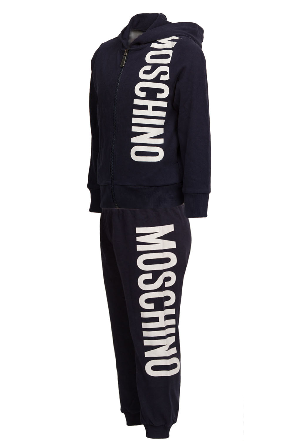 Kids Moschino navy logo hoodie and jogger set — alternate view 2
