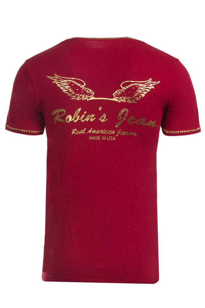 Robin's Jean Gold Wings Logo Aurum Swarovski Tee in red – view 1 of 2