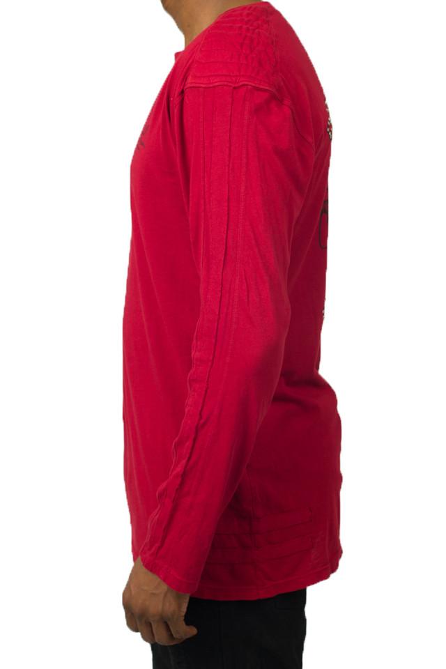 Robin's Jean Indian Chief Swarovski crystal long sleeve tee in red — alternate view 2