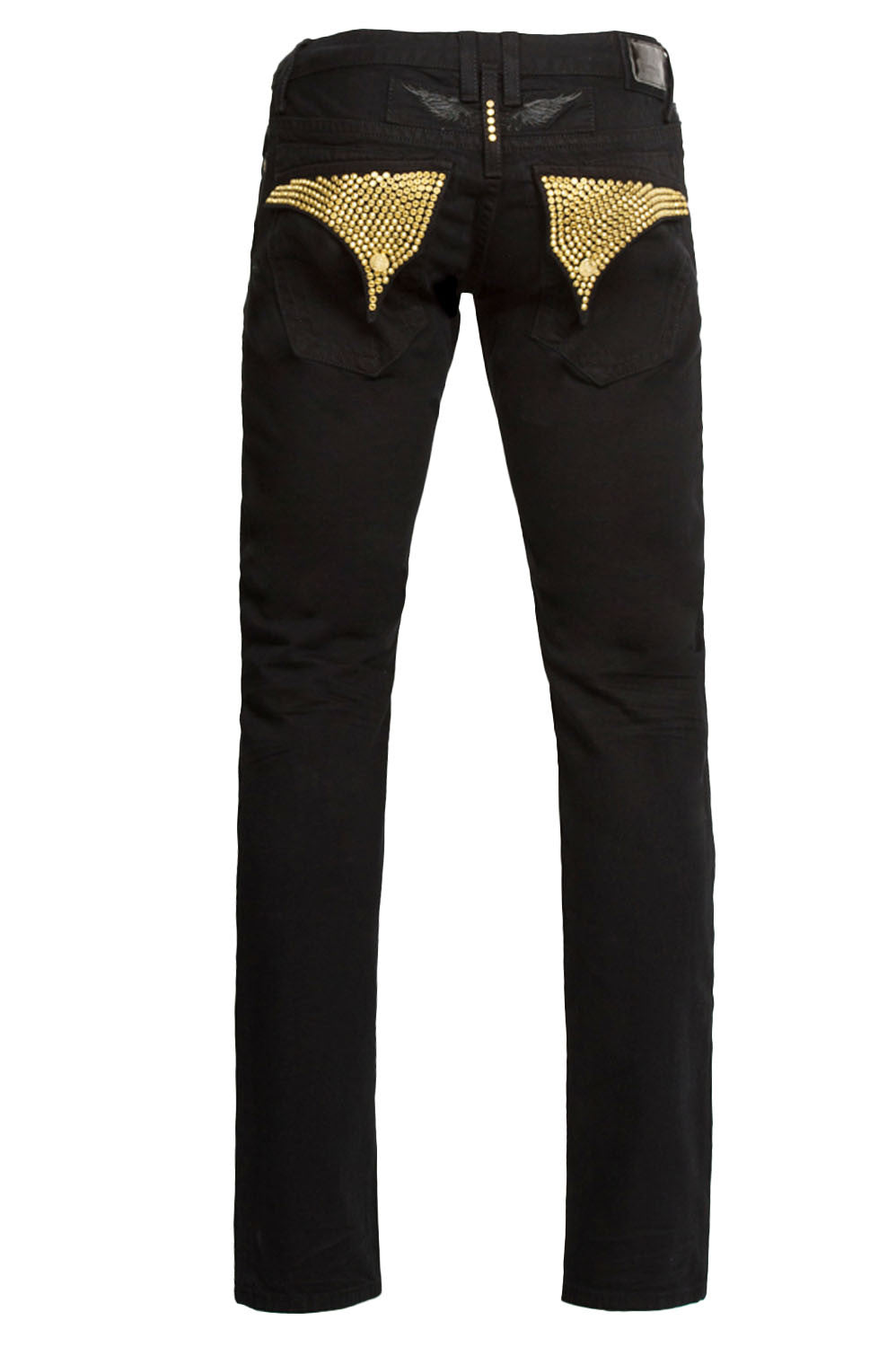 Robin's Jean Rum and clear crystal Swarovski jeans in black with gold flap — alternate view 5