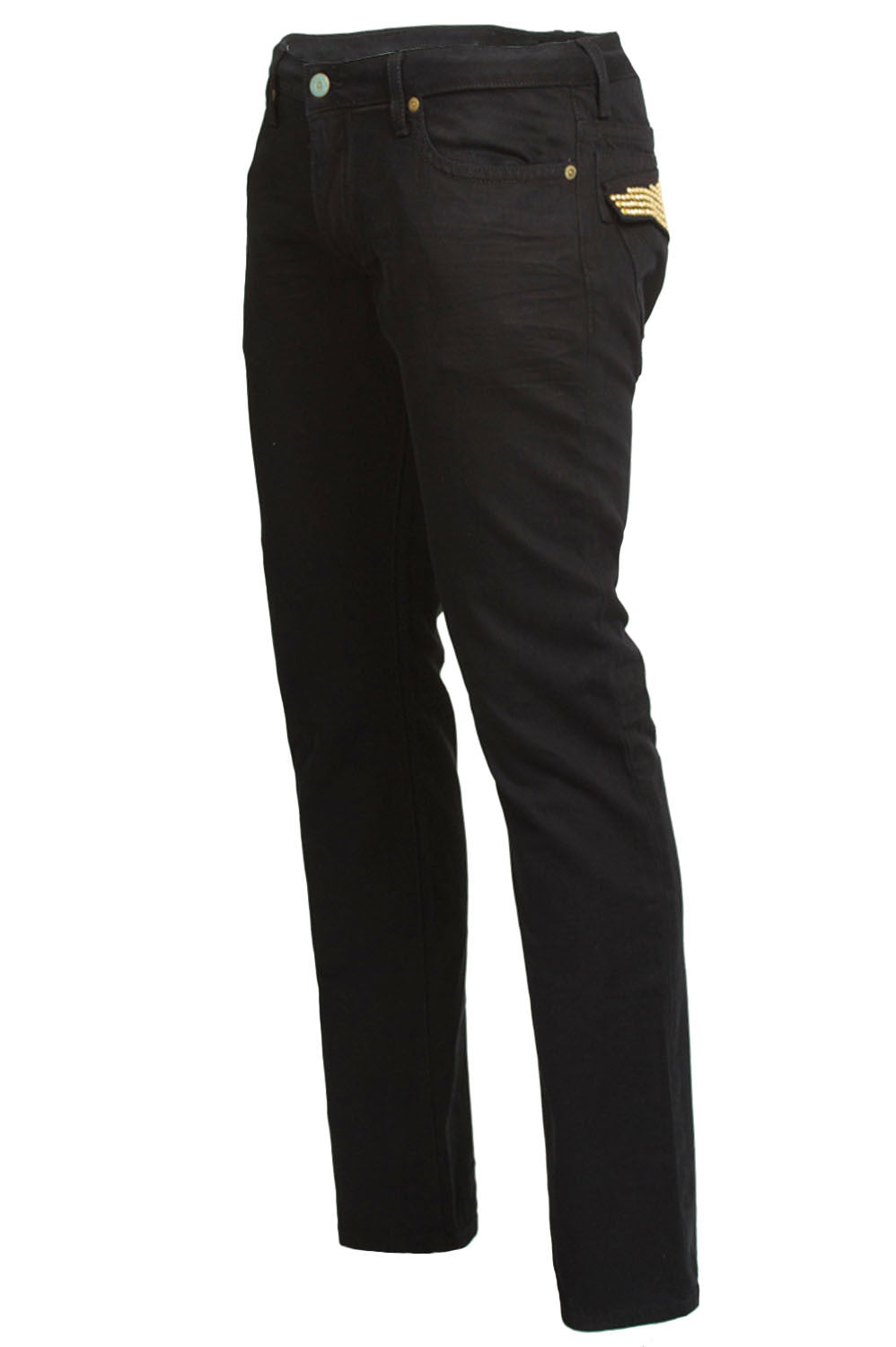 Robin's Jean Rum and clear crystal Swarovski jeans in black with gold flap — alternate view 4