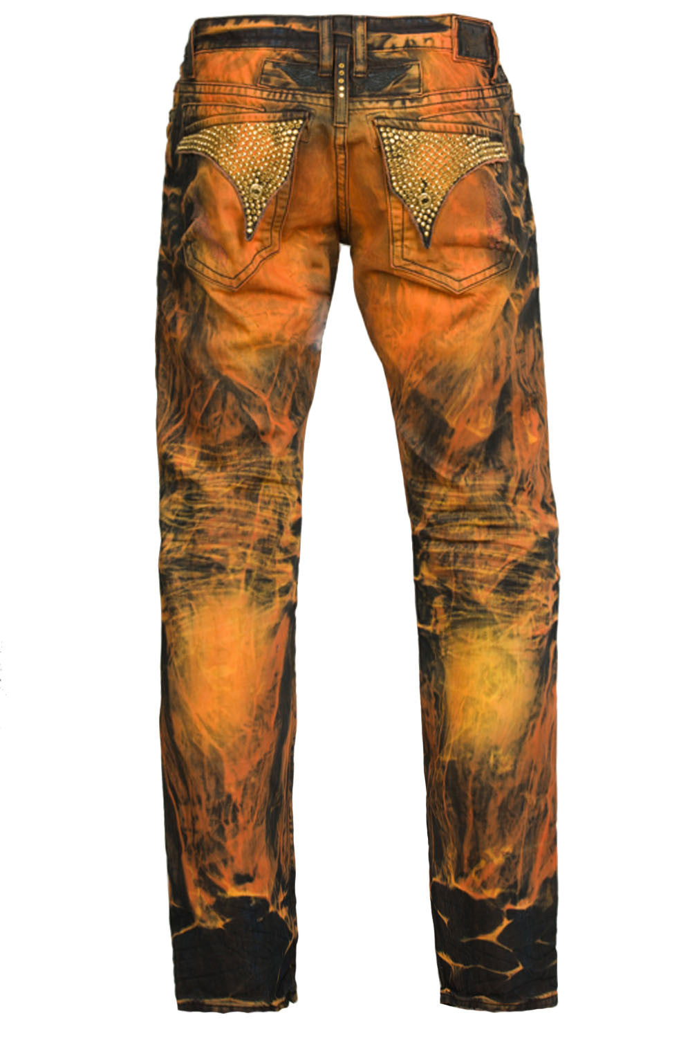 Back view of Aurum Crystal Swarovski Fire Gold Long Flap Denim