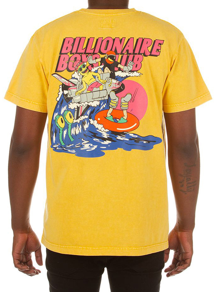 Billionaire Boys Club BBC Space Wave Short Sleeve Knit in daffodil