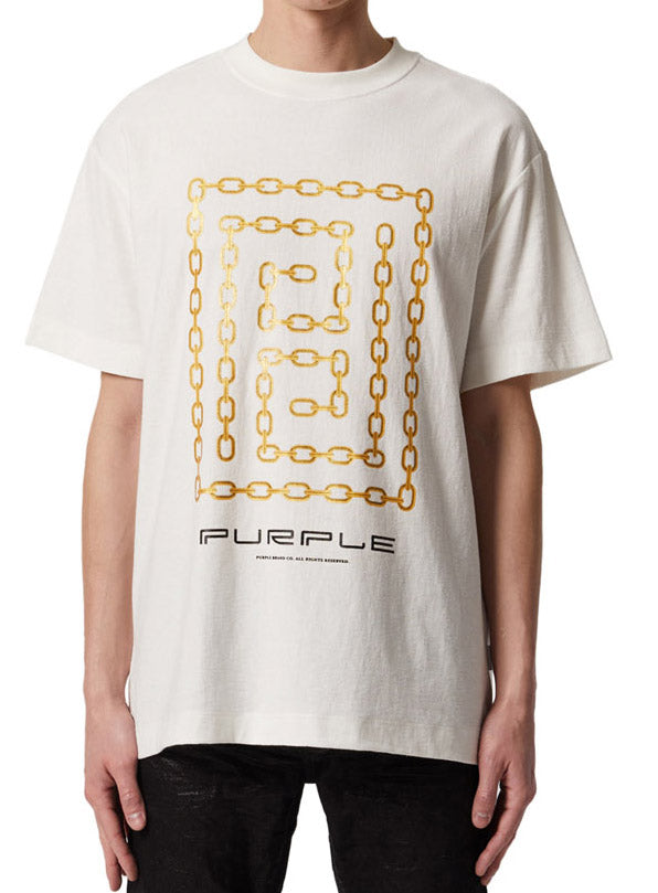 TEXTURED JERSEY SS TEE - MEANDER CHAIN COCONUT MILK