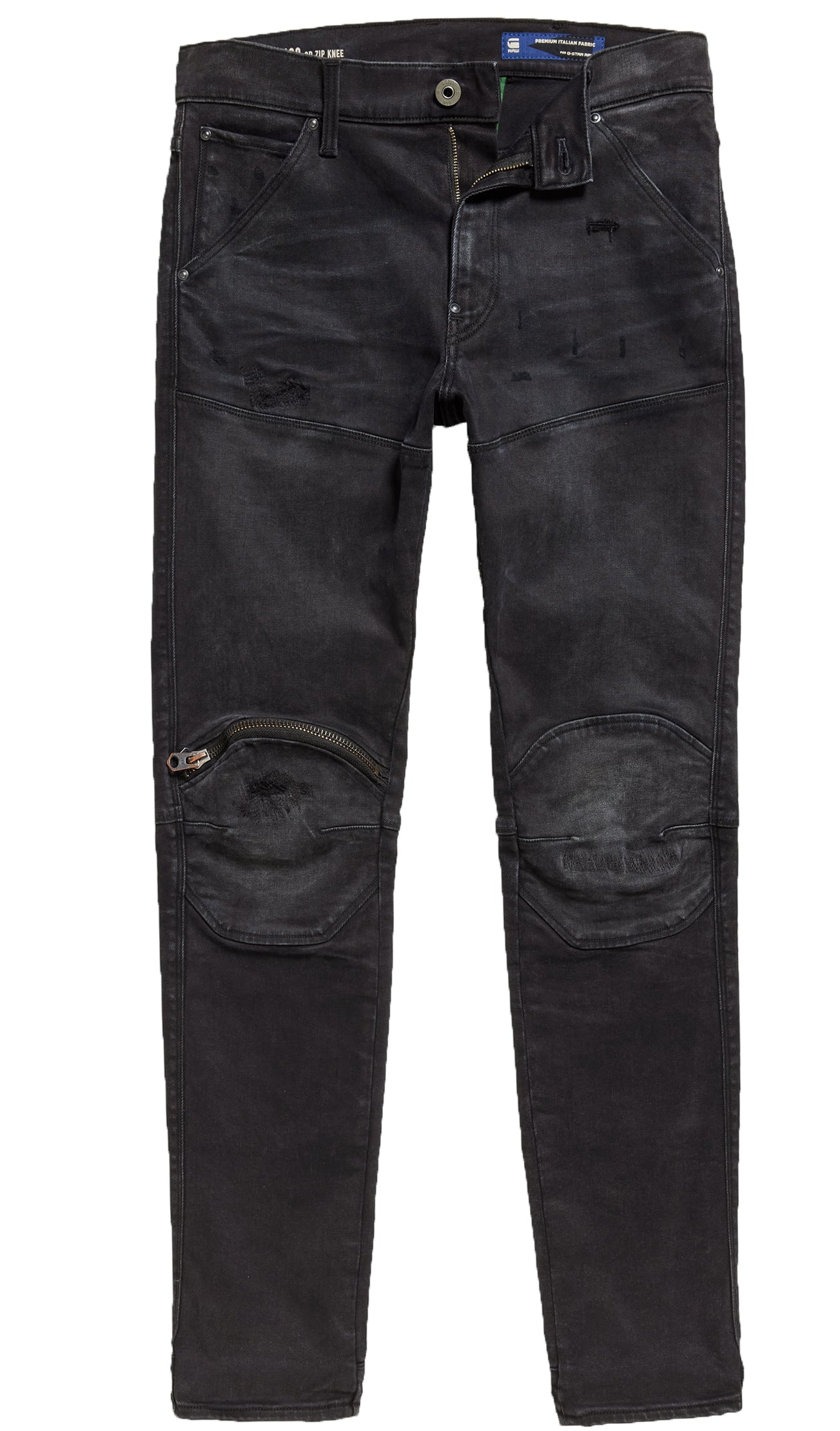 G-Star Raw 5620 3D Zip Knee Skinny Jeans in worn in black onyx restored – view 1 of 3