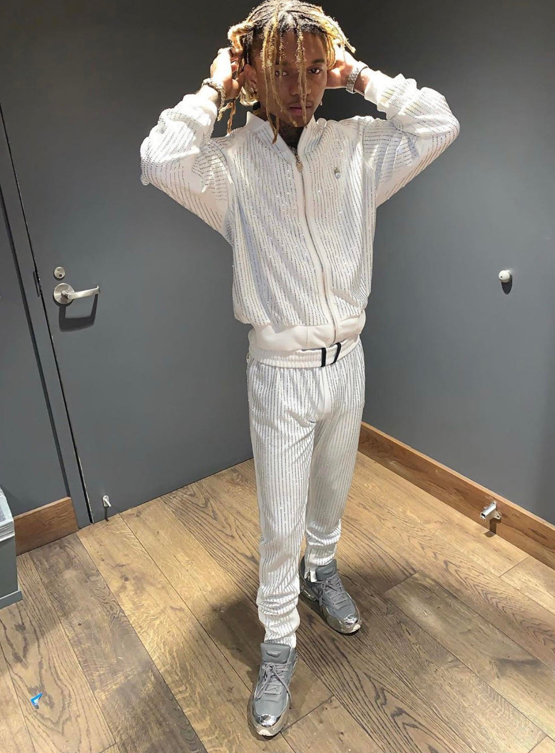 Men's Long Sleeve Diamond Jacket-White/Clear