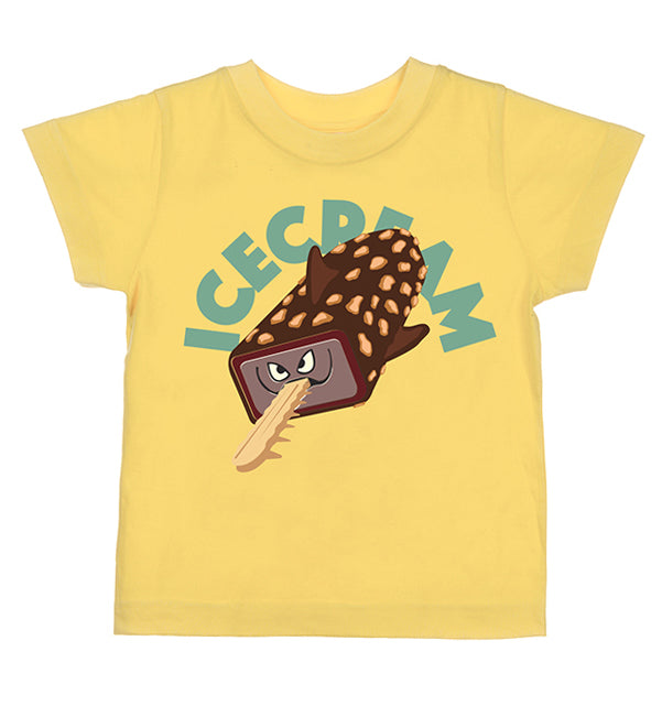 ALMOND FUDGE SS TEE-YELLOW