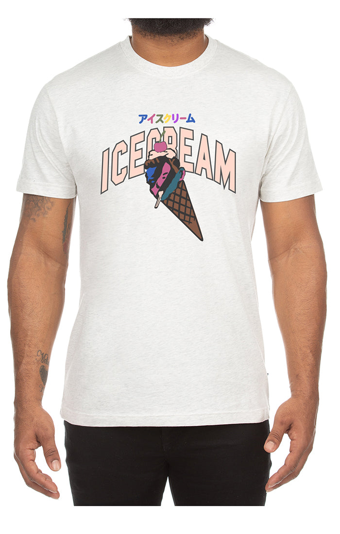 YIKES STRIPES SS TEE - LIGHT HEATHER GREY