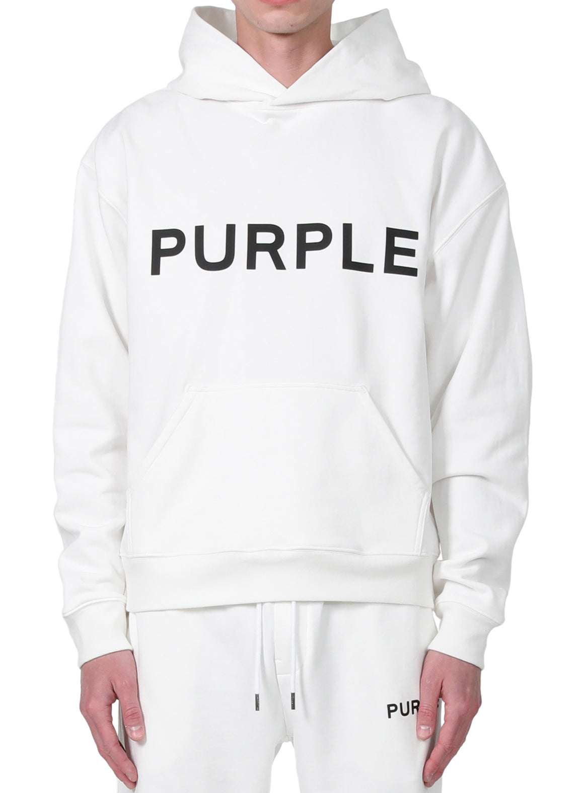 Purple Brand French Terry Po Hoody in Brilliant White – view 1 of 4