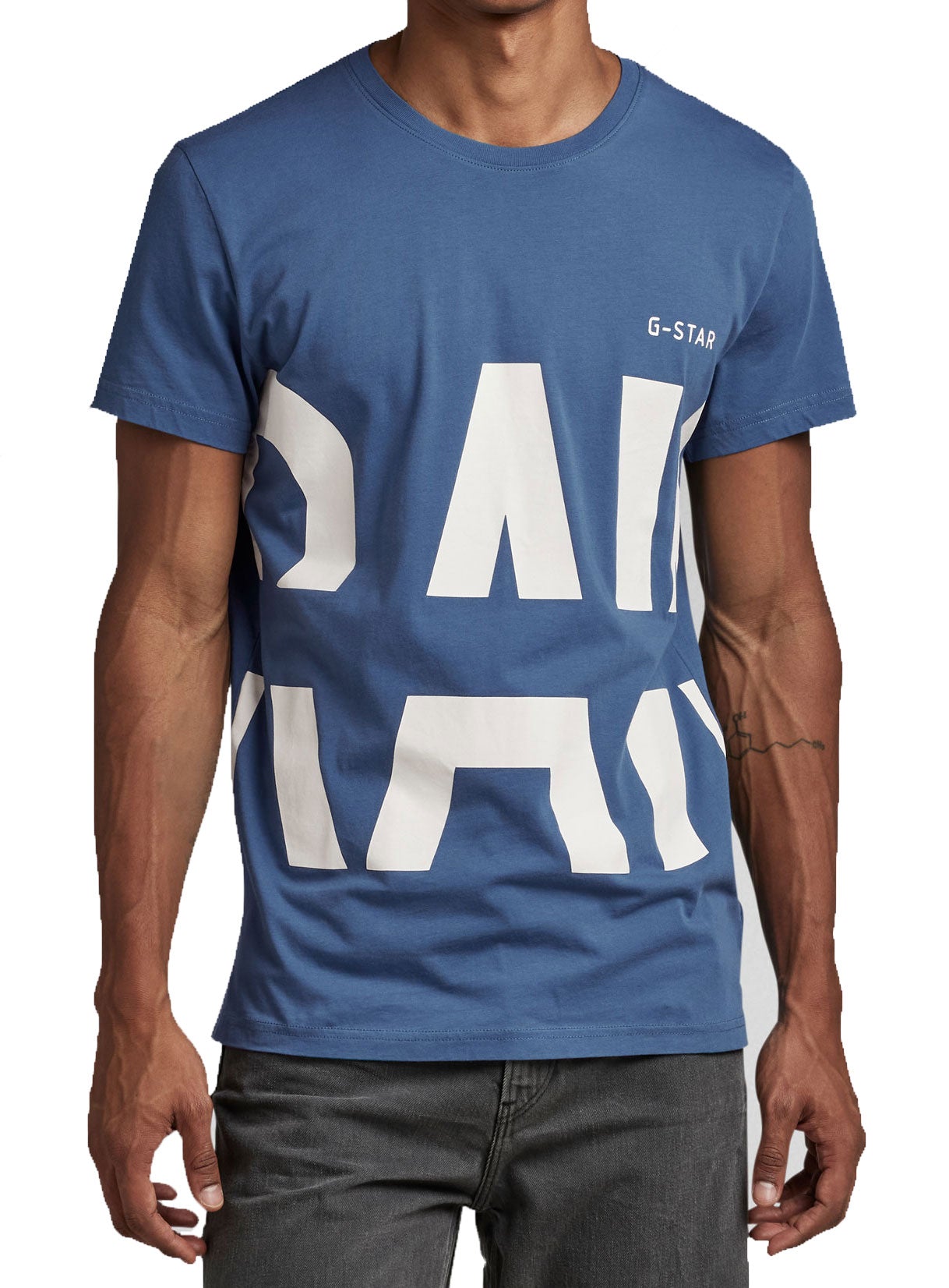 G-Star RAW Raw Strike Thru T-shirt in retro blue – view 1 of 2