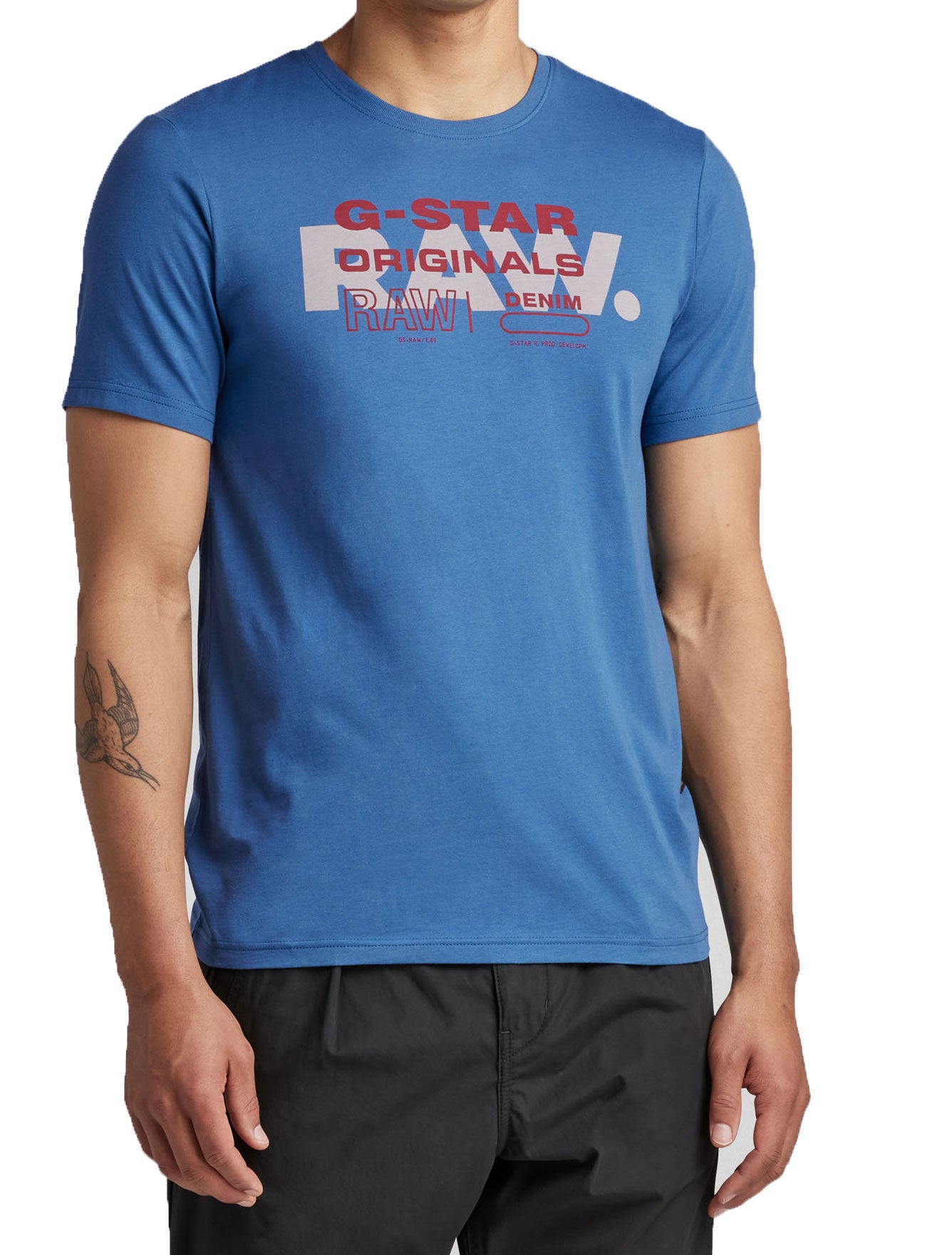 G-Star RAW Raw Originals Slim T-Shirt in retro blue – view 1 of 2