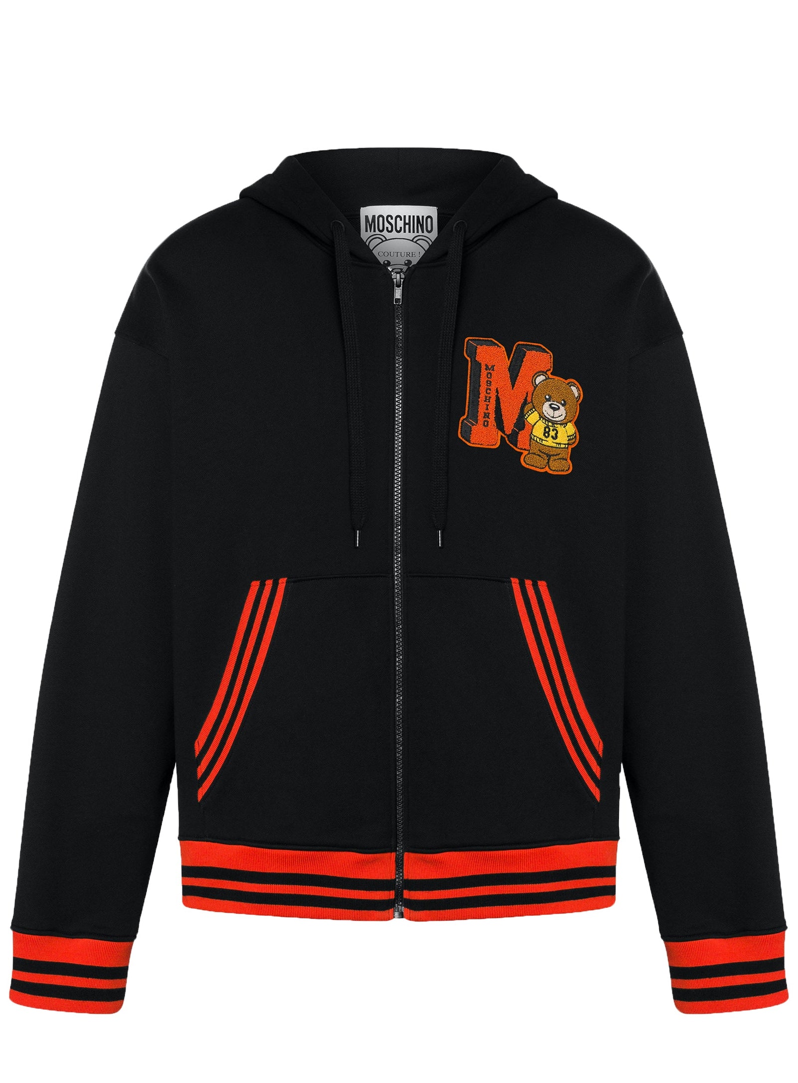 Moschino Varsity Logo Zipper Sweatshirt in black – view 1 of 2