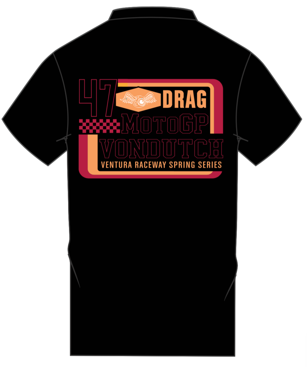 BLACK WITH MULTI COLOR VON DUTCH MOTO GP GRAPHIC TEE- BLACK