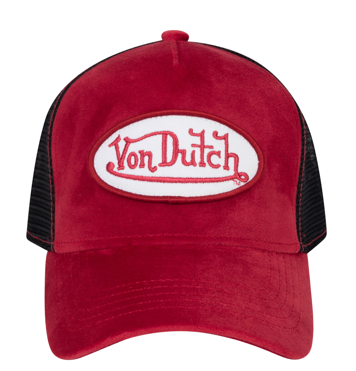 Von Dutch with Burgundy Velvet with Patch Logo Trucker