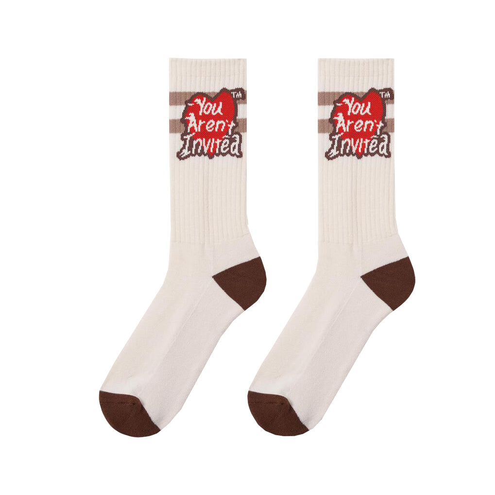 Y.A.I. HEART SOCK - OFF WHITE & BROWN