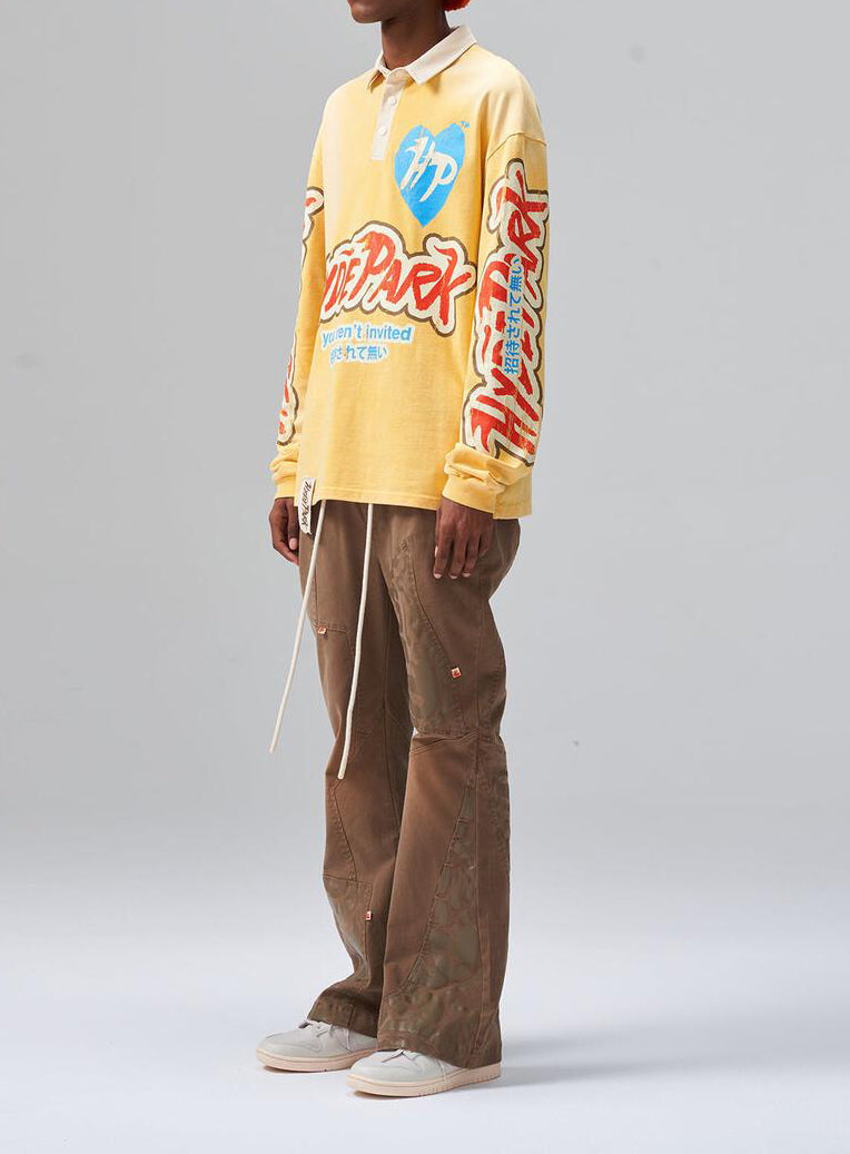 DRIPPING IN JAPAN LONG SLEEVE POLO- GOLD