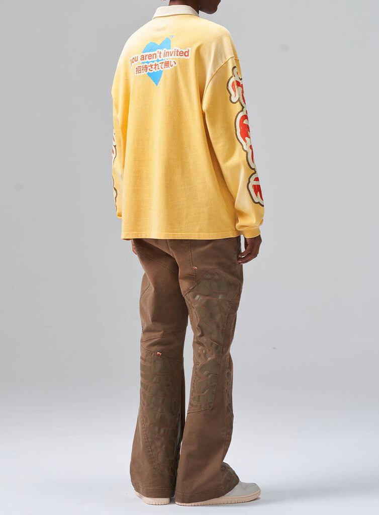 DRIPPING IN JAPAN LONG SLEEVE POLO- GOLD