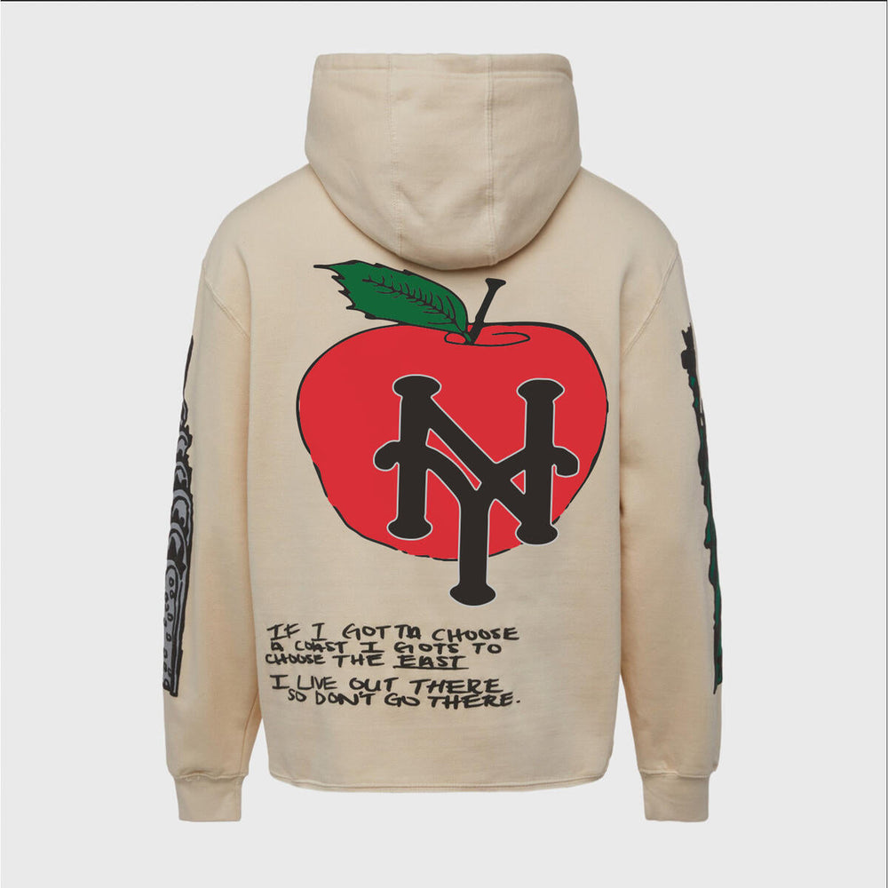Homme + Femme Cali to NYC Hoodie in cream with puff print landmarks – view 2 of 2