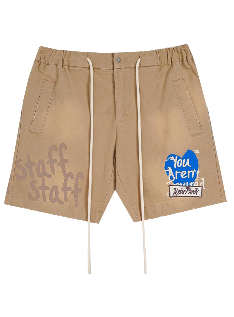 Cash Only Work Shorts - STAFF - Khaki with Blue Heart