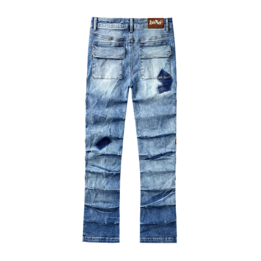 Crinkle Denim Pant - Blue