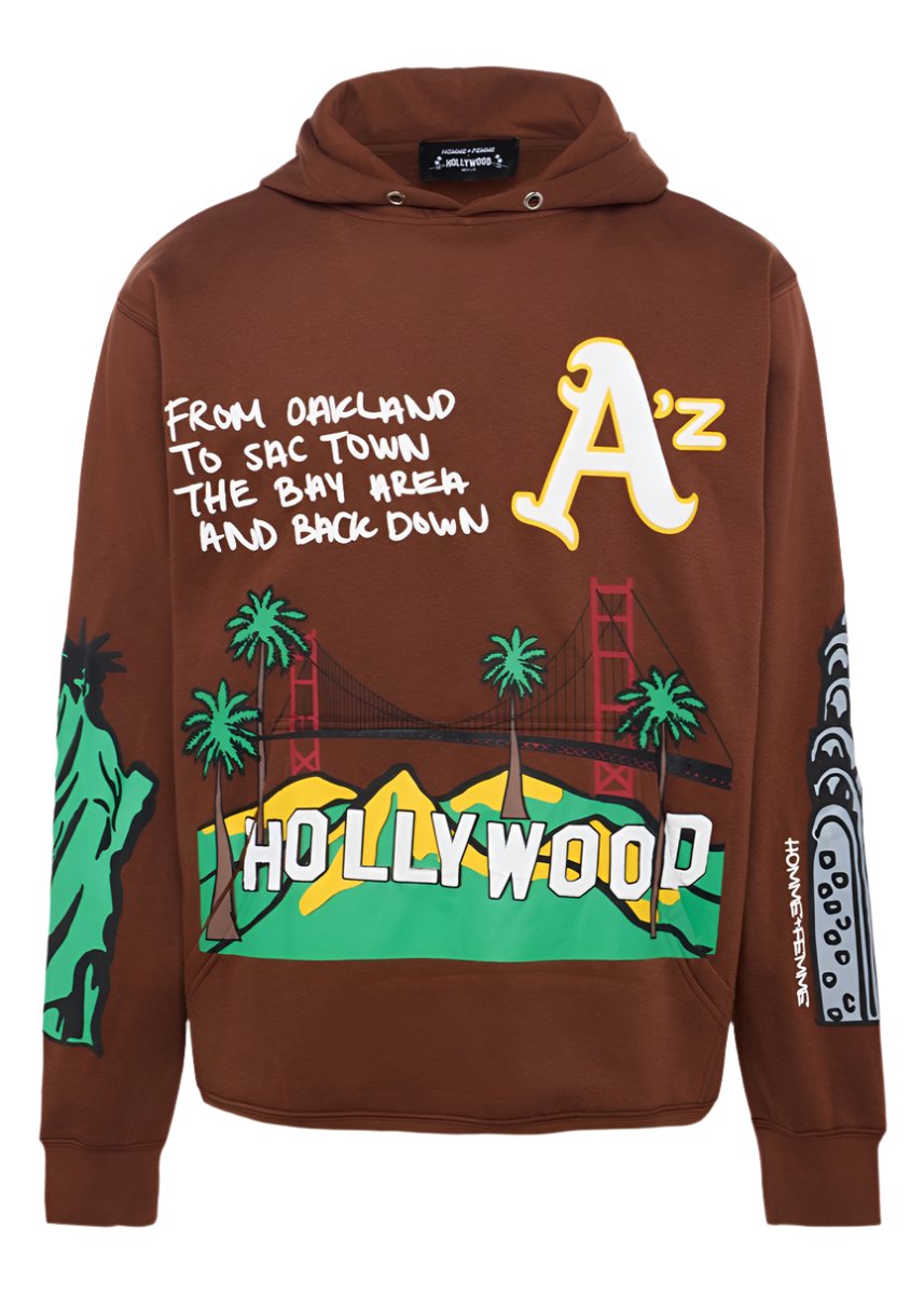 Homme + Femme Cali to NYC Hoodie in chocolate brown – view 1 of 2