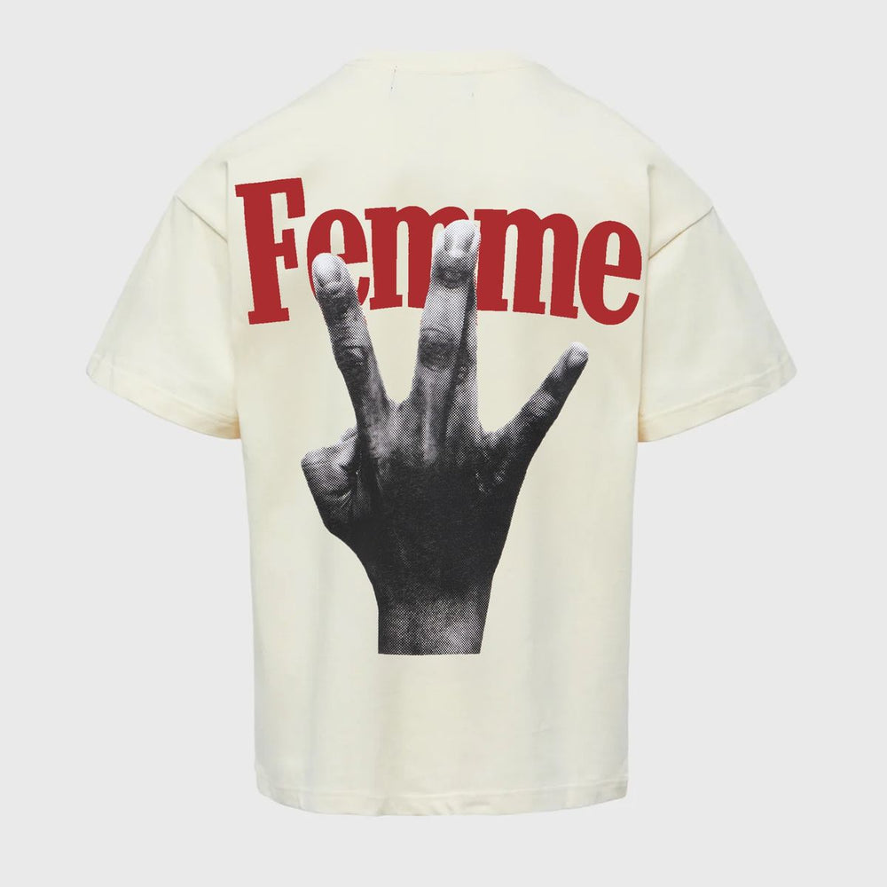 Homme + Femme Twisted Fingers Tee in cream with red – view 2 of 2