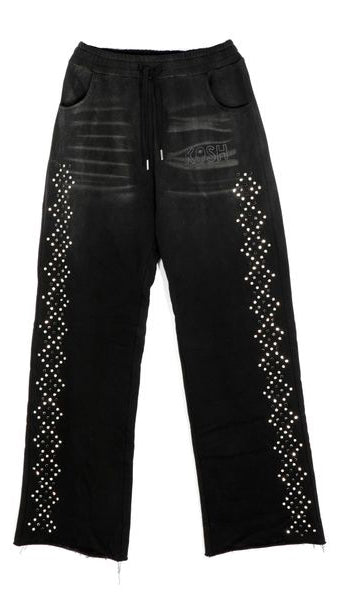 Kash Diamond Collection diamond argyle sweatpants in black – view 1 of 6