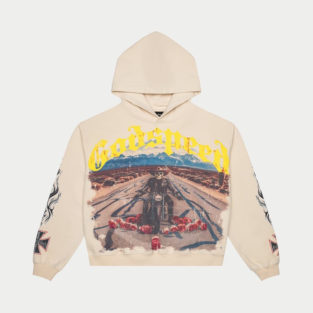 Long Lonely Road Hoodie - Cream Wash