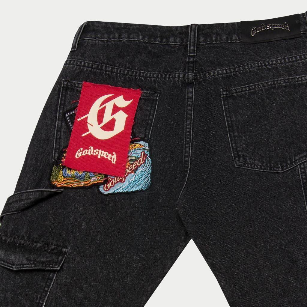 Godspeed Patchwork Denim Jeans in black – view 3 of 4