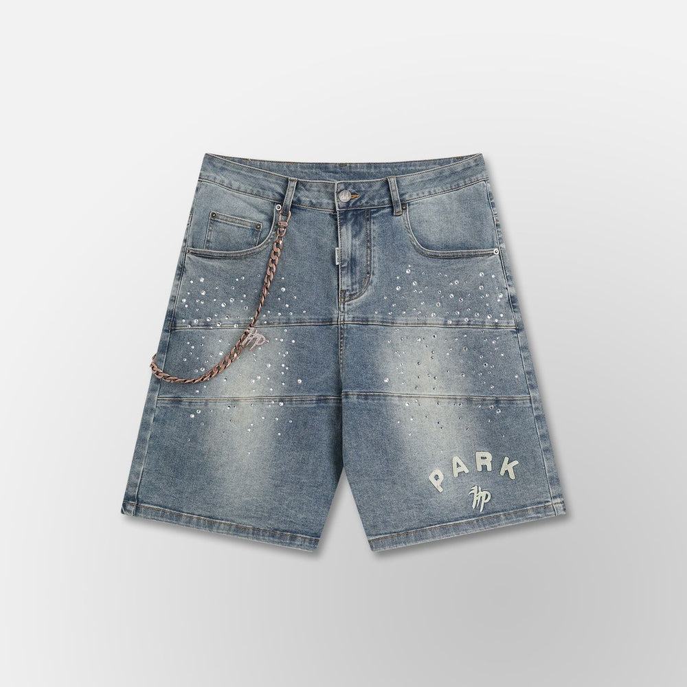 Studded Park Velocity Denim Short - Blue