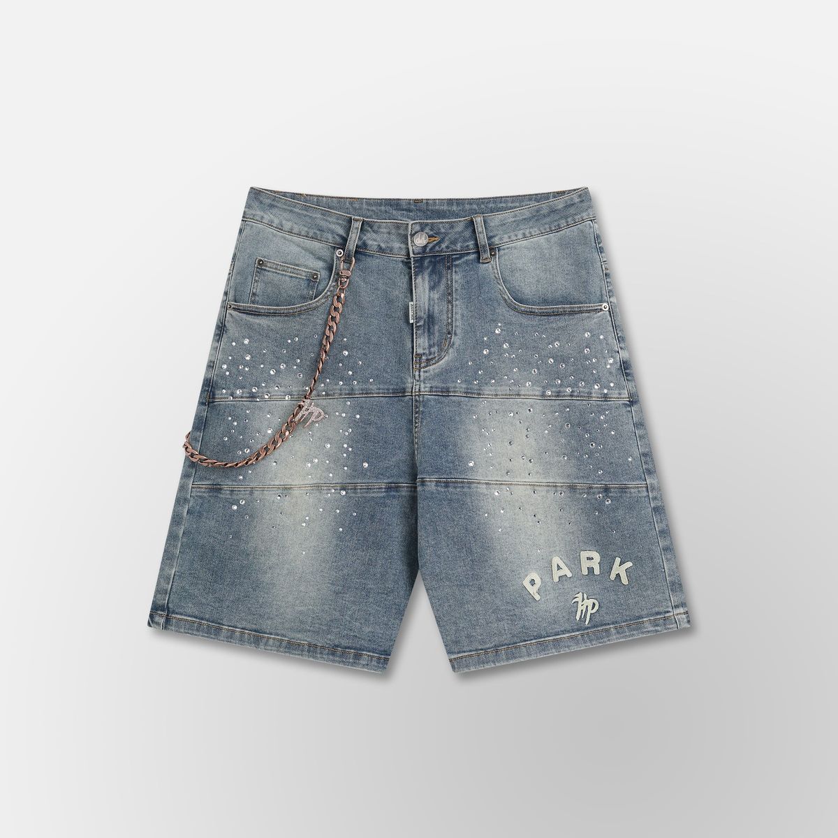 Studded Park Velocity Denim Short - Blue