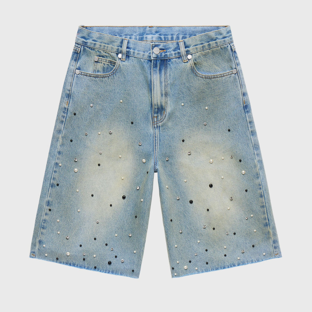 Gemstone Denim Shorts - Blue