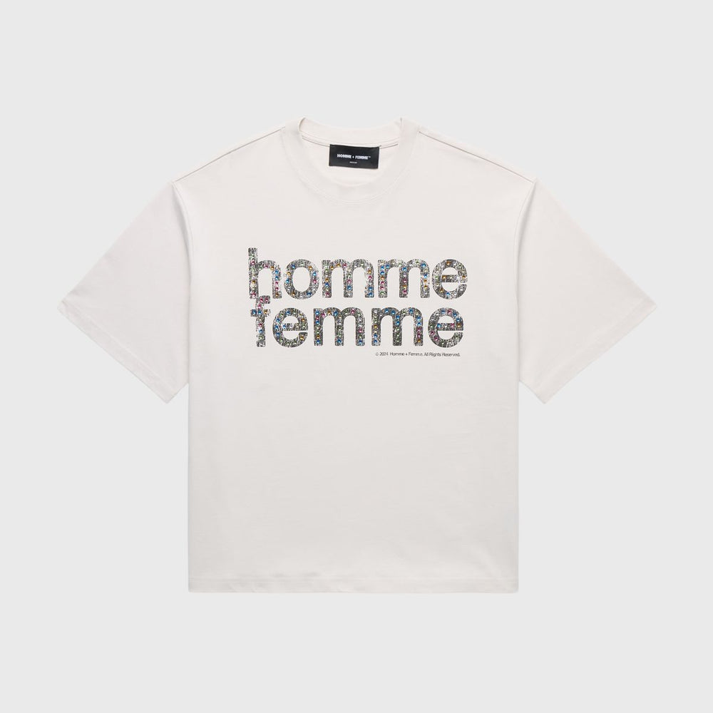 Homme + Femme Mardi Gras Cropped Tee in white – view 1 of 2