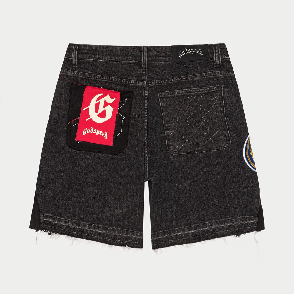Godspeed Patchwork Denim Shorts V2 in black – view 3 of 4