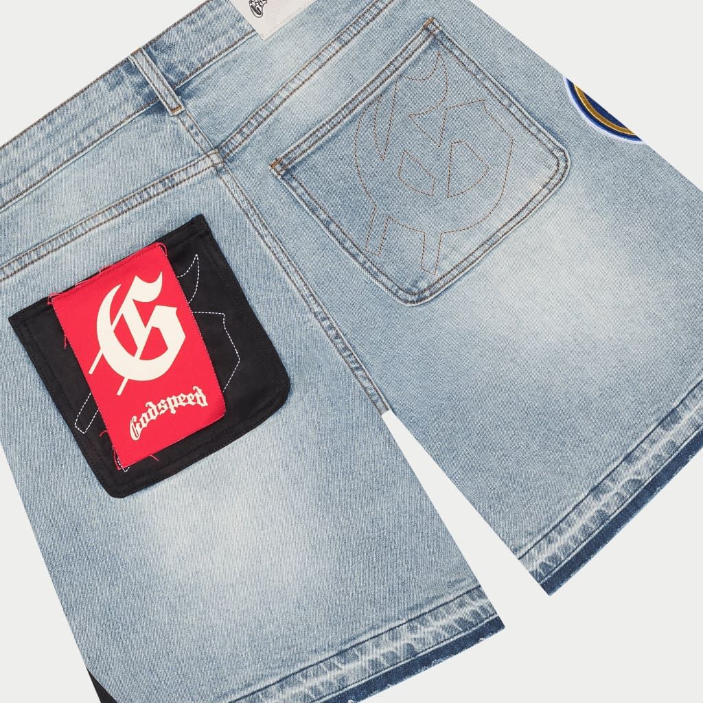 Godspeed Patchwork Denim Shorts V2 in blue – view 4 of 4