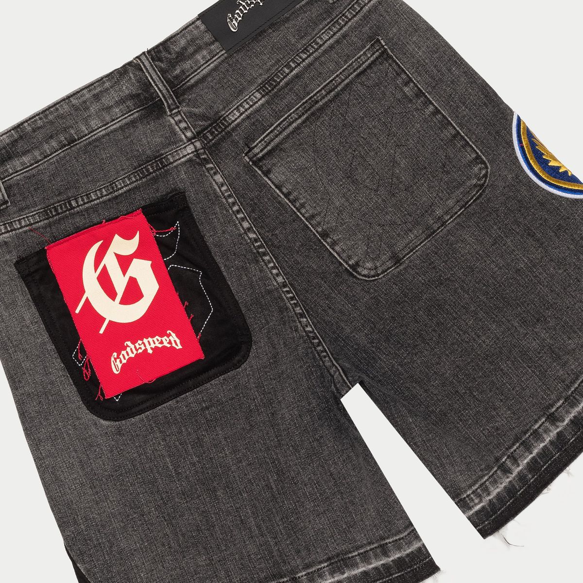 Godspeed Patchwork Denim Shorts V2 in grey – view 4 of 4