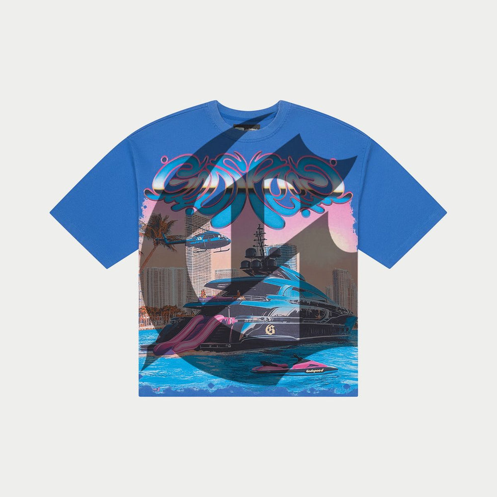 Godspeed Memento Vivere Tee in royal blue – view 1 of 2