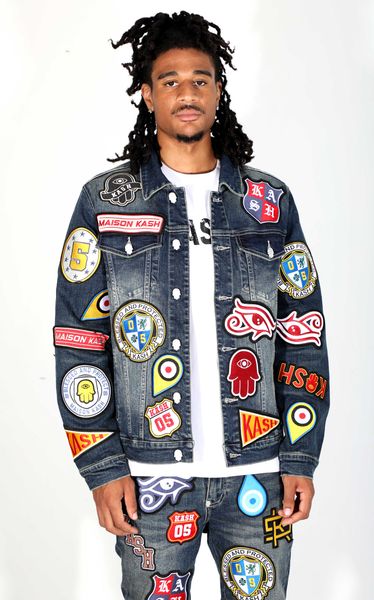 Kash Maison Hamsa-56 Patch Jacket in blue – view 4 of 8