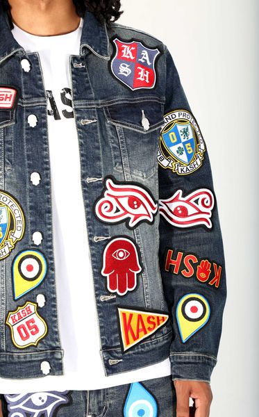 Kash Maison Hamsa-56 Patch Jacket in blue – view 6 of 8