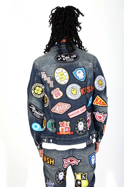 Kash Maison Hamsa-56 Patch Jacket in blue – view 8 of 8