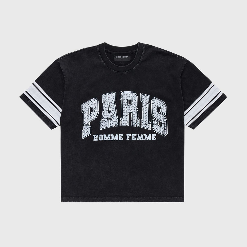 Homme + Femme Paris Rhinestone Tee in black – view 1 of 2