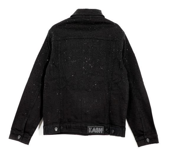 Kash Diamond Denim Jacket Black on Black crystals back