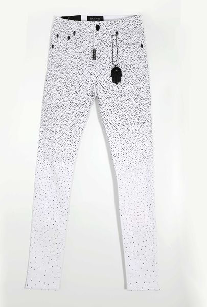 KASH DIAMOND COLLECTION-SLIM FIT WHITE DENIM WITH BLACK CRYSTALS