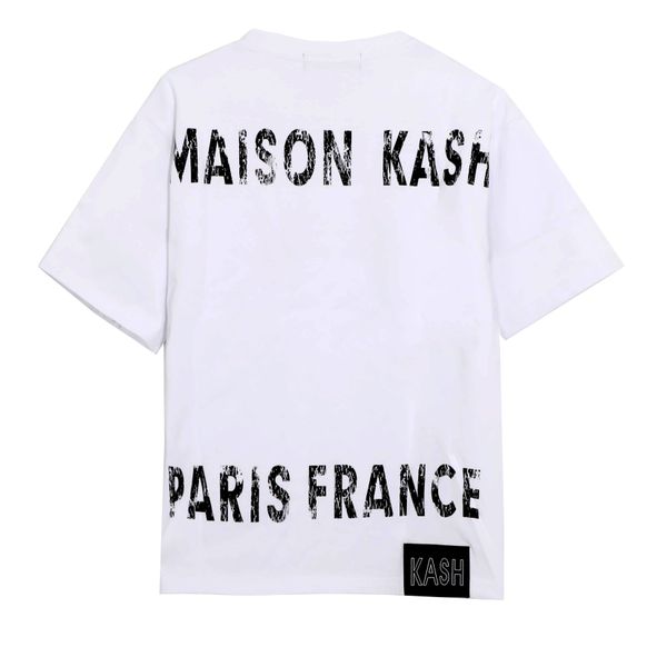 White Maison Kash tee, back, printed Maison Kash Paris France