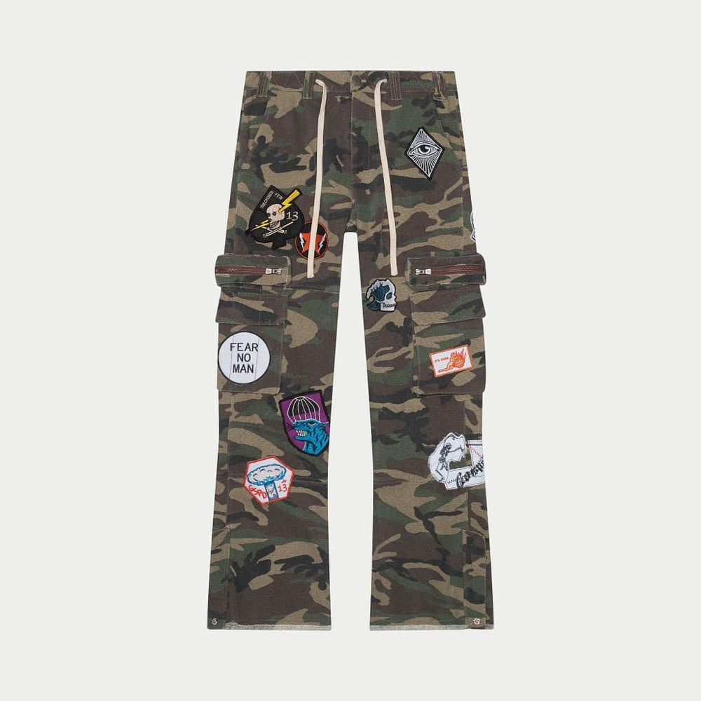 Patchwork Flared Cargo Pants