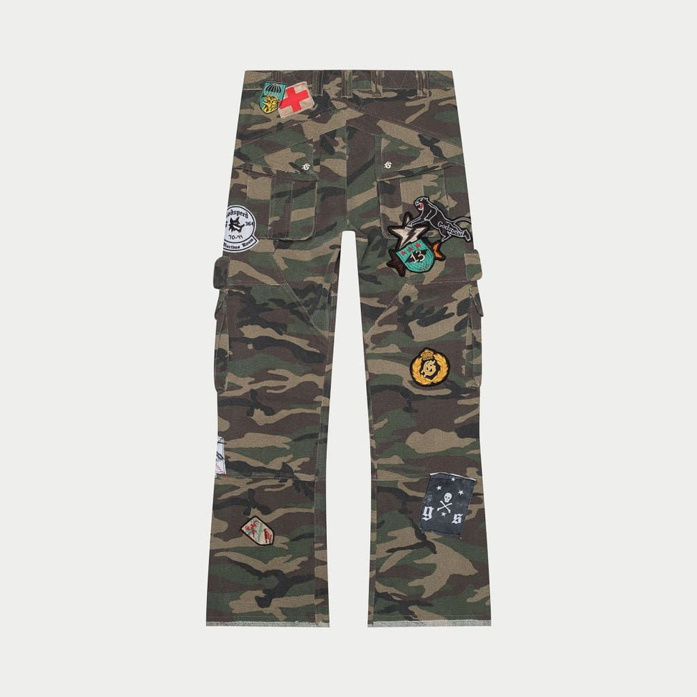Patchwork Flared Cargo Pants