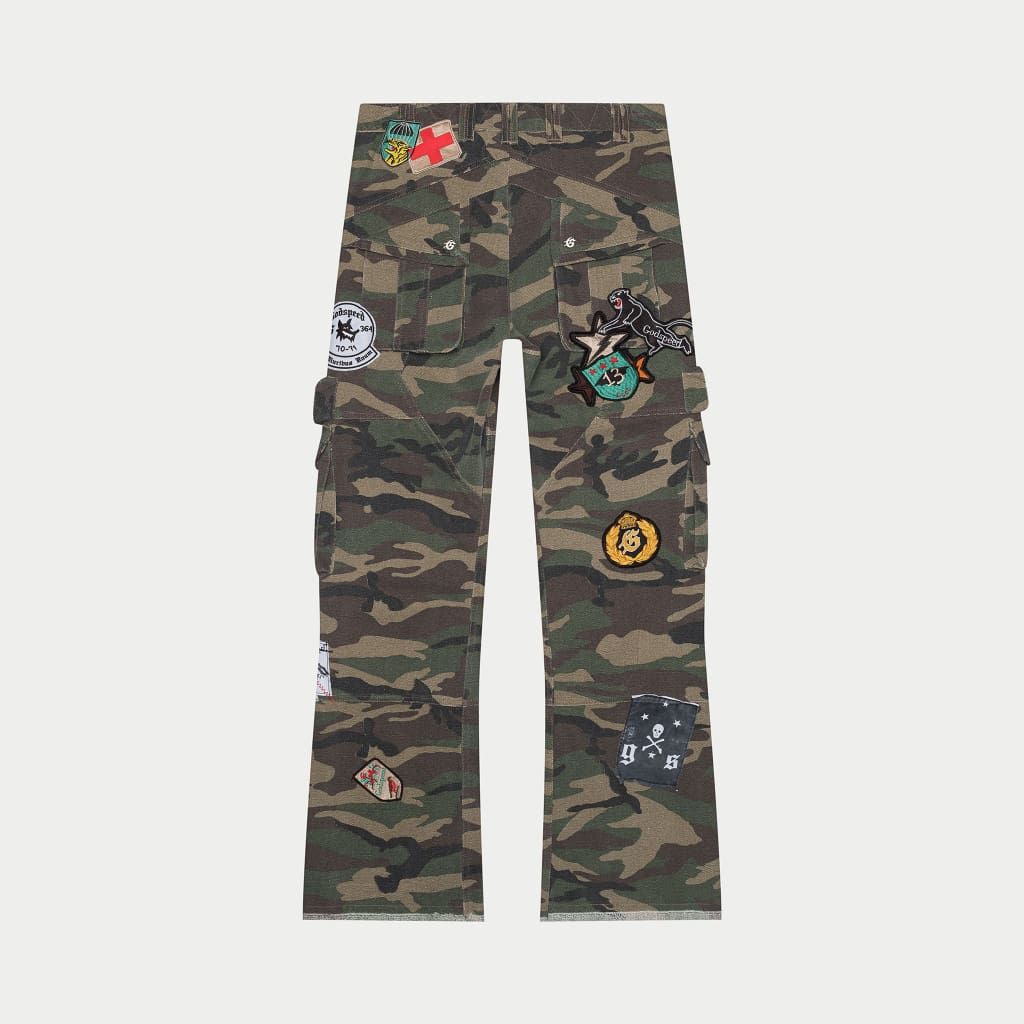 Patchwork Flared Cargo Pants