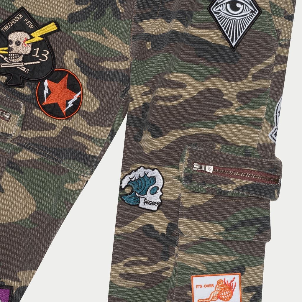 Patchwork Flared Cargo Pants