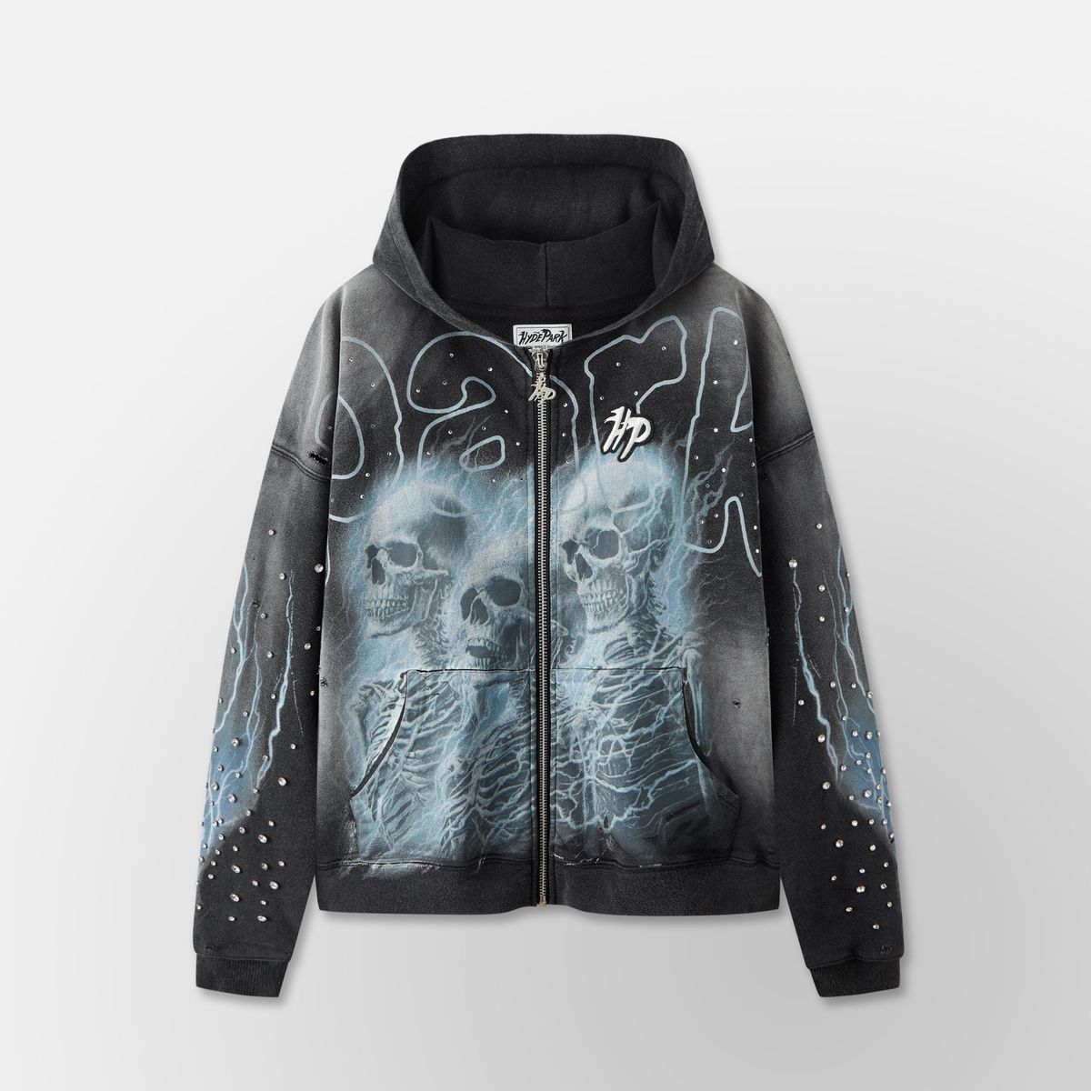 divine awakening - Throw Back- Full ZIP Hoodie- Black