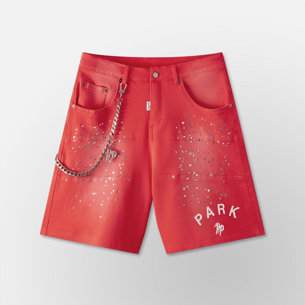 Studded Park Velocity Denim Short 2.0 - Red